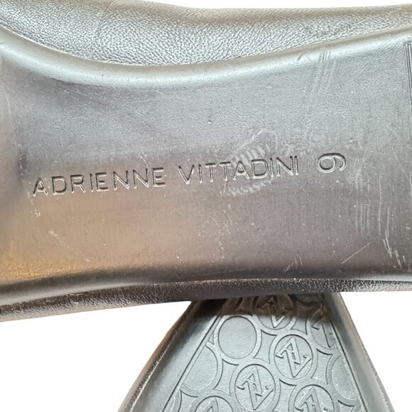 Adrienne Vittadini Fox Ballerina Flat Scalloped Pointed Toe Black Leather Size 9 - Picture 9 of 10